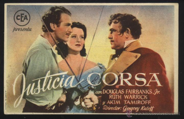  Flyers Publicitaires de films Anciens: Q-04685- JUSTICIA CORSA (The Corsican Brothers) (CEA EN NEGRO) CINE EDESA - PONFERRADA