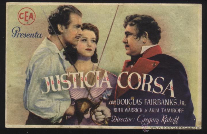  Flyers Publicitaires de films Anciens: Q-04686- JUSTICIA CORSA (The Corsican Brothers) (CEA EN ROJO) CINE COLISEUM - GRANOLLERS