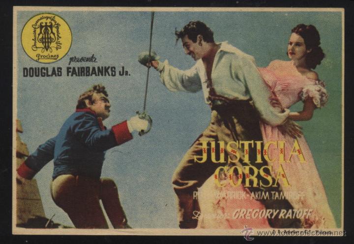  Flyers Publicitaires de films Anciens: Q-04688- JUSTICIA CORSA (The Corsican Brothers) Douglas Fairbanks Jr. - Ruth Warrick