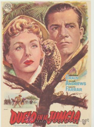  Foglietti di film di film antichi di cinema: Duelo en la Jungla. Sencillo de Floralva.