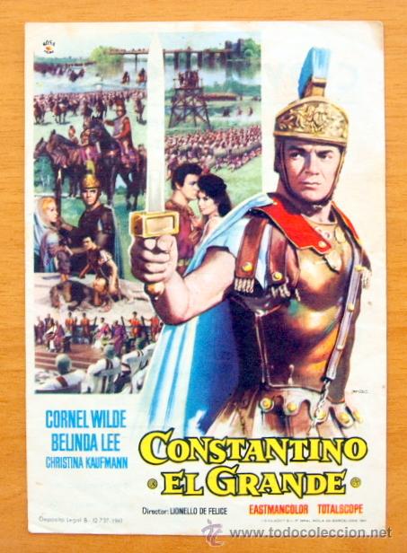  Flyers Publicitaires de films Anciens: Constantino el Grande - Cornel Wilde, Belinda Lee - Folleto Con publicidad Cine Cervantes, Torrente
