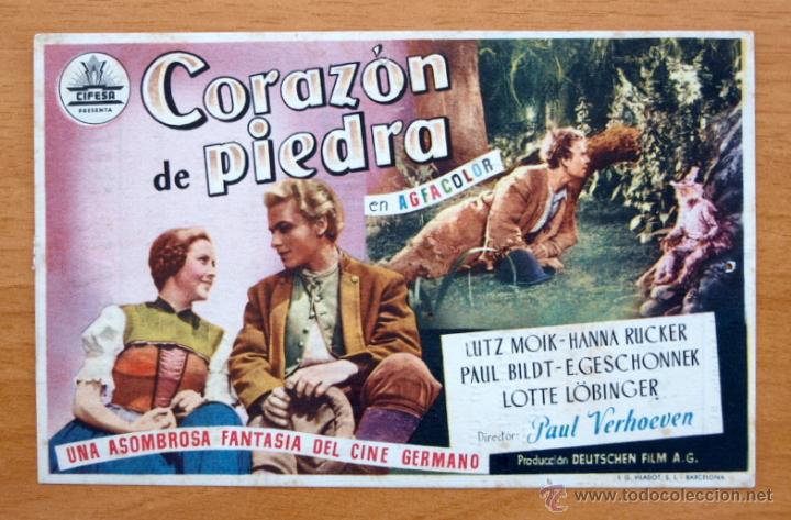 Cine: Coraz&oacute;n de Piedra - Lutz Moik, Hanna Rucker - Folleto Con publicidad Cine Avenida