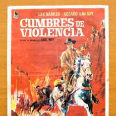 Cine: CUMBRES DE VIOLENCIA - LEX BARKER, GERARD BARRAY - CON PUBLICIDAD. Lote 46554080