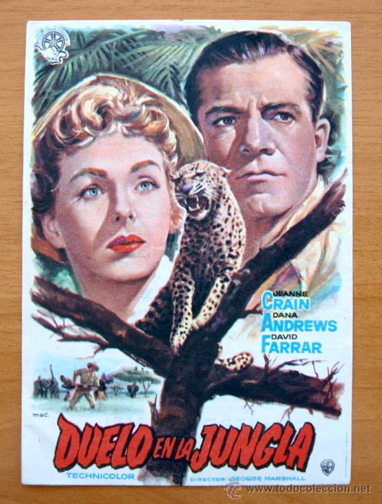 Kino: Duelo en la Jungla - Jeanne Crain, Dana Andrews -Folleto Con publicidad Cines Cervantes y Piscina