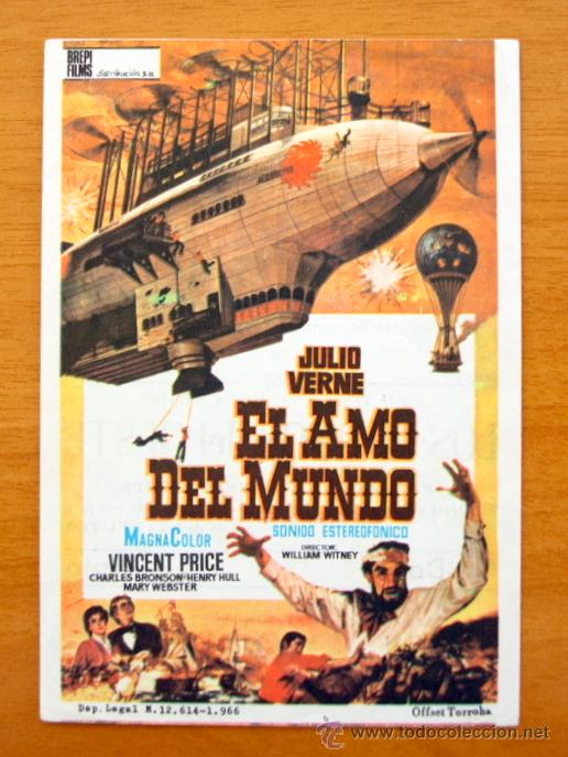Cinema: El amo del Mundo -Vicent Price, Charles Bronson, Henry Hull, Mary Webster -Con publicidad Cine Nuevo