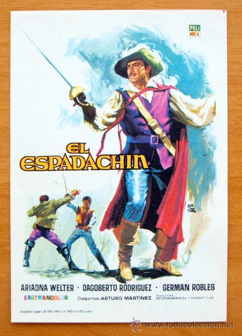 Cine: El Espadachin - Ariadna Welter, Dagoberto Rodriguez - Folleto de Cine