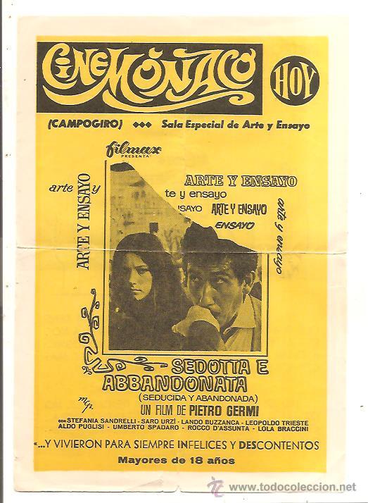 Cine: PROGRAMA LOCAL SEDOTTA E ABBANDONATA (SEDUCIDA Y ABANDONADA) &ndash; CINE M&Oacute;NACO - Foto 1