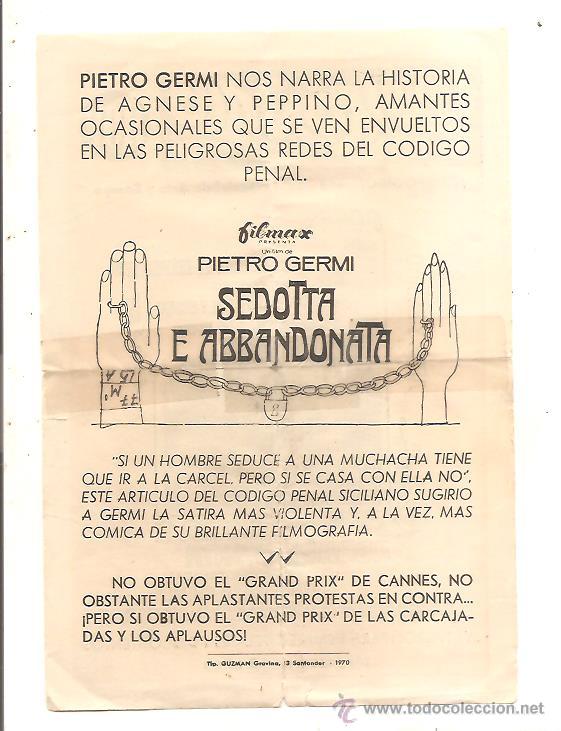 Cine: PROGRAMA LOCAL SEDOTTA E ABBANDONATA (SEDUCIDA Y ABANDONADA) &ndash; CINE M&Oacute;NACO - Foto 2