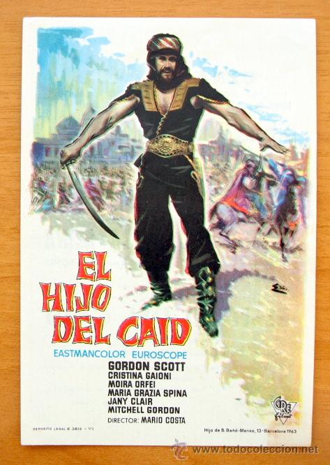 Cine: El Hijo del Caid - Gordon Scott, Cristina Saioni - Folleto Con Publicidad Cine Arinco