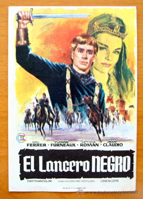  Flyers Publicitaires de films Anciens: El Lancero Negro - Mel Ferrer, Yvonne Furneaux -Folleto Con Publicidad Cine Moderno, Tarragona