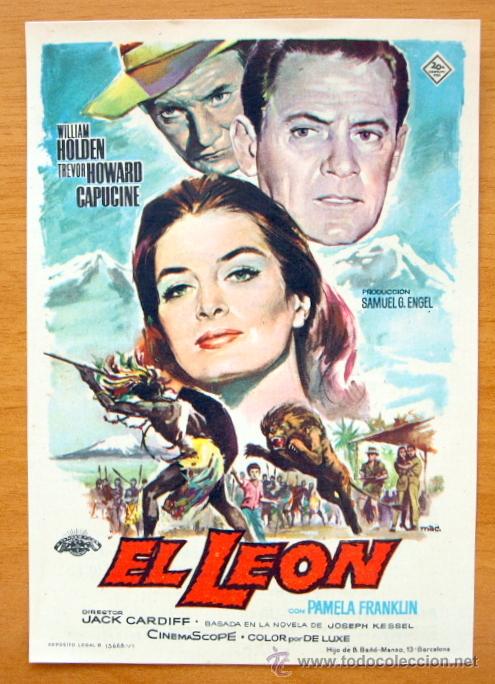  Flyers Publicitaires de films Anciens: El Le&oacute;n - Pamela Franklin, Willian Holden, -Folleto Con Publicidad Cine Moderno
