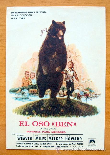  Flyers Publicitaires de films Anciens: El Oso Ben - Dennis Weaver, Vera Miles - Folleto de Cine