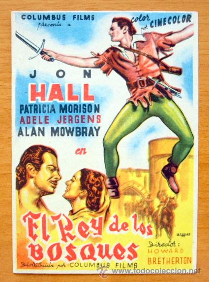 Cine: El Rey de los Bosques - Jon Hall, Patricia Morison - Folleto Con Publicidad Cine Avenida Meliana