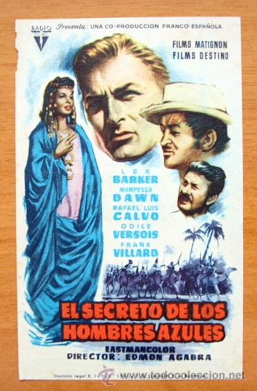 Cine: El secreto de los hombres Azules - Lex Barker, Marpessa Dawn -Folleto Con Publicidad Cine Tarragona