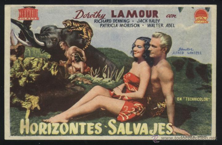 Folhetos de m&atilde;o de filmes antigos de cinema: Q-04786- HORIZONTES SALVAJES (Beyond the Blue Horizon) Dorothy Lamour - Richard Denning