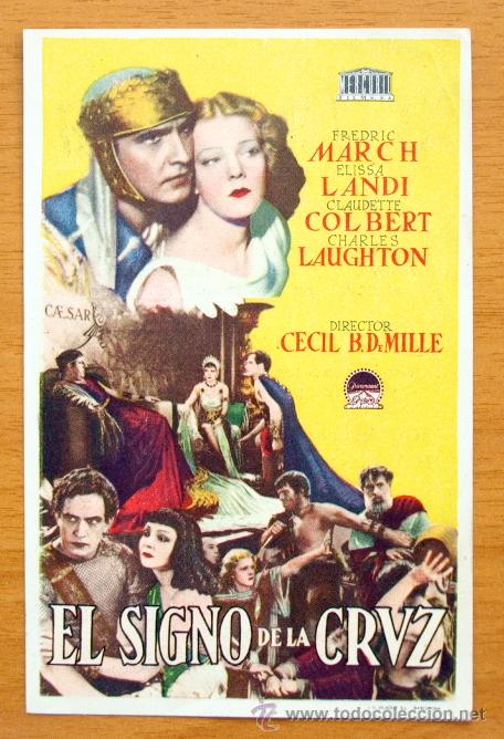 Cine: El Signo de la Cruz - Fredric March, Elissa Landi -Folleto con publicidad Cine en Tomelloso