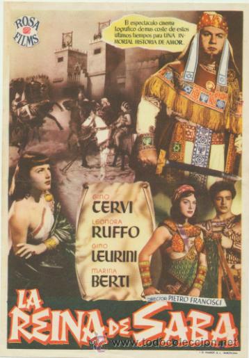  Foglietti di film di film antichi di cinema: La Reina de Saba. Sencillo grande de Rosa Films.