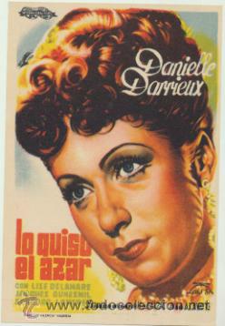  Flyers Publicitaires de films Anciens: Lo quiso el azar. Sencillo de Internacional. &iexcl;IMPECABLE!