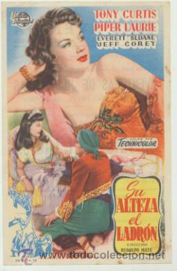  Foglietti di film di film antichi di cinema: Su Alteza el ladr&oacute;n. Sencillo de Universal. Cine Avenida - Seo de urgell.