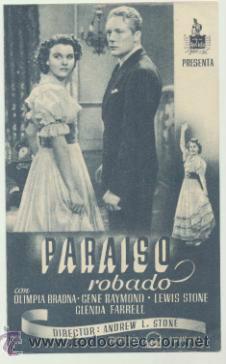  Flyers Publicitaires de films Anciens: Paraiso robado. Doble de Paramount.