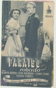  Flyers Publicitaires de films Anciens: Paraiso robado. Doble de Paramount.