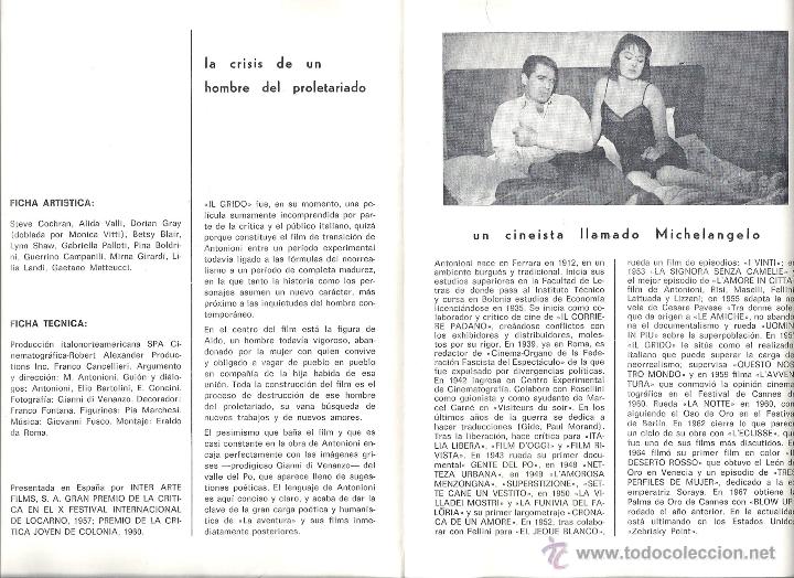Cine: EL GRITO PROGRAMA DOBLE INTER ARTE MICHELANGELO ANTONIONI - Foto 2