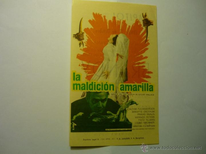  Flyers Publicitaires de films Anciens: PROGRAMA MALDICION AMARILLA- JOACHIM FUCHSBERGER- PUBLICIDAD CAPITOL-TARRAGONA
