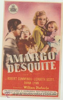  Flyers Publicitaires de films Anciens: Amargo desquite. Sencillo de Cifesa.  Principal Cinema - V&eacute;lez-M&aacute;laga  1953.