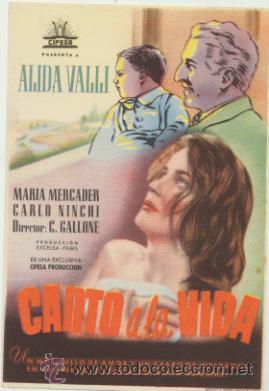  Flyers Publicitaires de films Anciens: Canto a la vida. Sencillo de Cifesa.