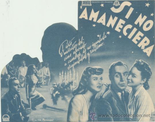 Flyers Publicitaires de films Anciens: Si no amaneciera. Doble troquelado de Mercurio. Cine Perell&oacute; 1944.