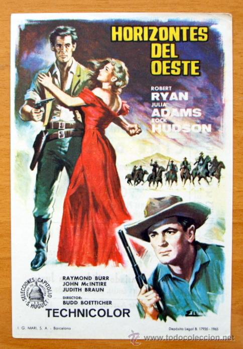 Cine: Horizontes del Oeste - Robert Ryan, Julia Adams - con publicidad - Foto 1