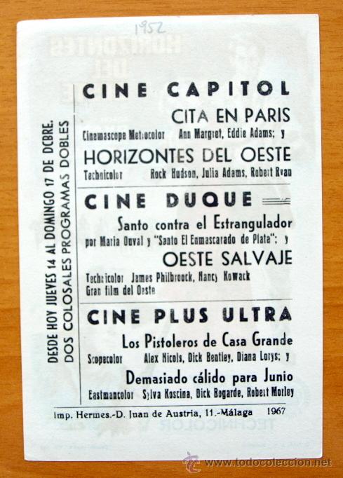 Cine: Horizontes del Oeste - Robert Ryan, Julia Adams - con publicidad - Foto 2