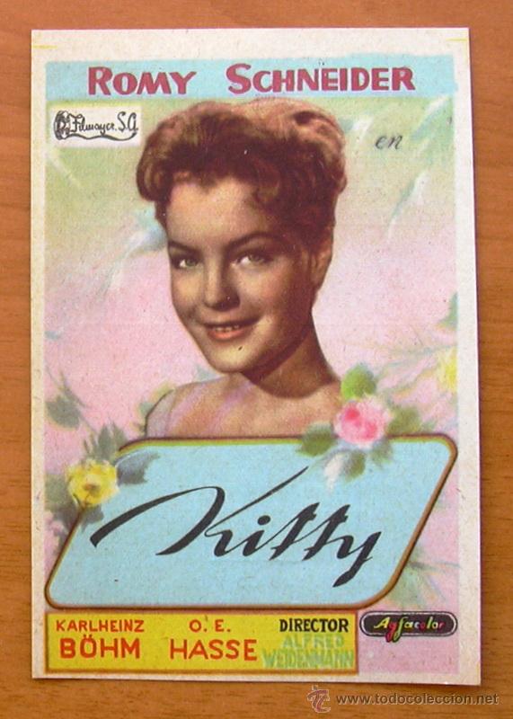 Folhetos de m&atilde;o de filmes antigos de cinema: Kitty - Romy Schneider - Con publicidad
