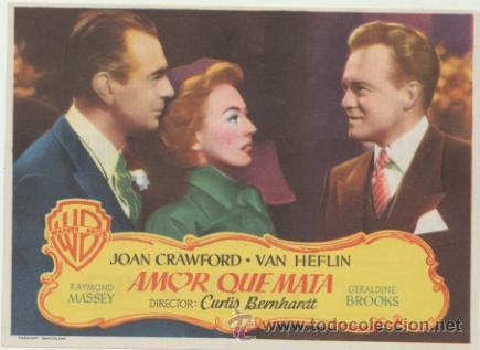  Flyers Publicitaires de films Anciens: Amor que mata. Sencillo de WB. Cine mari - Le&oacute;n 1950.