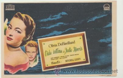  Flyers Publicitaires de films Anciens: VIDA iNTIMADE JULIA NORRIS. Sencillo de Mercurio.