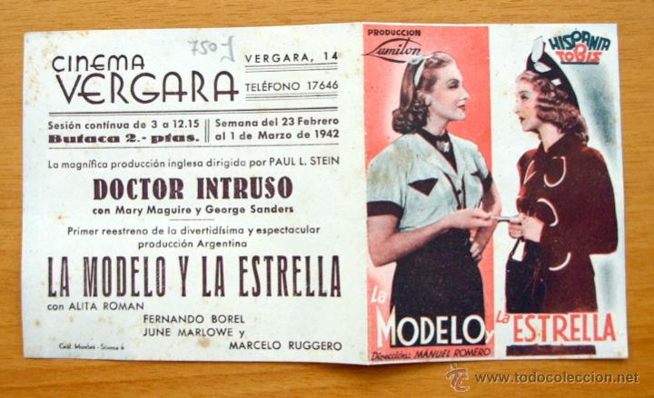  Foglietti di film di film antichi di cinema: La modelo y la estrella - Alita Rom&aacute;n, Fernando Borel - Con publicidad