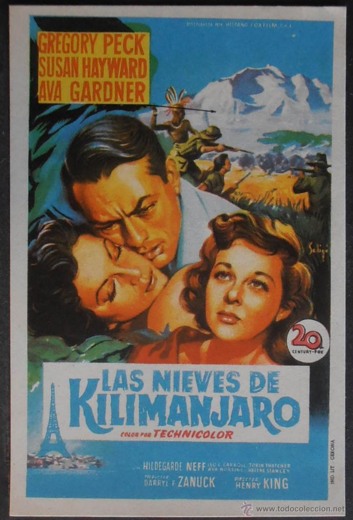 Cine: LAS NIEVES DEL KILIMANJARO,FOLLETO DE MANO, (5105),SOLIGO,CONSERVACION,VER FOTOS