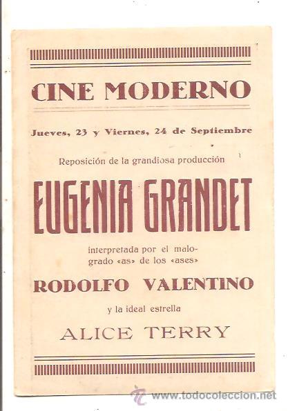 Cine: PROGRAMA EUGENIA GRANDET &ndash; RODOLFO VALENTINO &ndash; CINE MODERNO - Foto 2