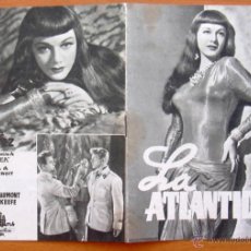 Cine: LA ATLÁNTIDA - PELICULA DE 1948 - MARIA MONTEZ, JEAN PIERRE AUMONT, DENNIS O'KEEFE - CON PUBLICIDAD. Lote 47376082
