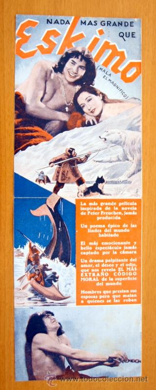 Cine: Eskimo (Mala el magnifico) - Pel&iacute;cula del a&ntilde;o 1933 - Folleto Con publicidad