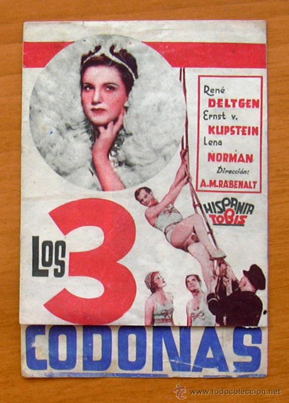  Foglietti di film di film antichi di cinema: Los 3 codonas - Ren&eacute; Deltgen, Lena Norman - Con publicidad
