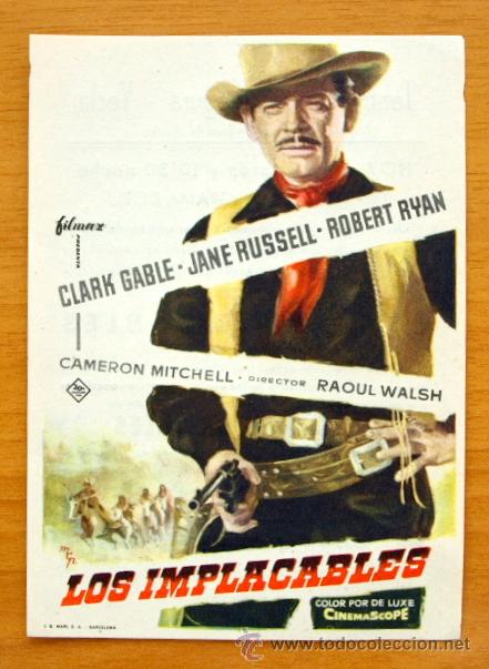 Cine: Los Implacables - Clark Gable, Jane Russell - con publicidad - Foto 1