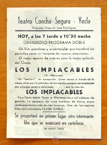 Cine: Los Implacables - Clark Gable, Jane Russell - con publicidad - Foto 2