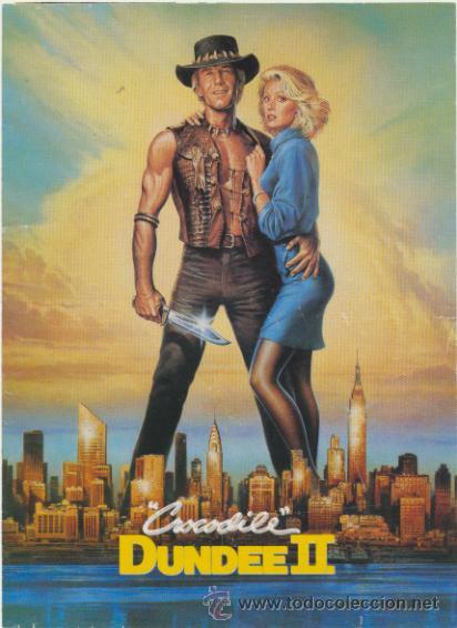 Cine: Crocodile Dundee II. Programa grande tr&iacute;ptico de Paramount. - Foto 1