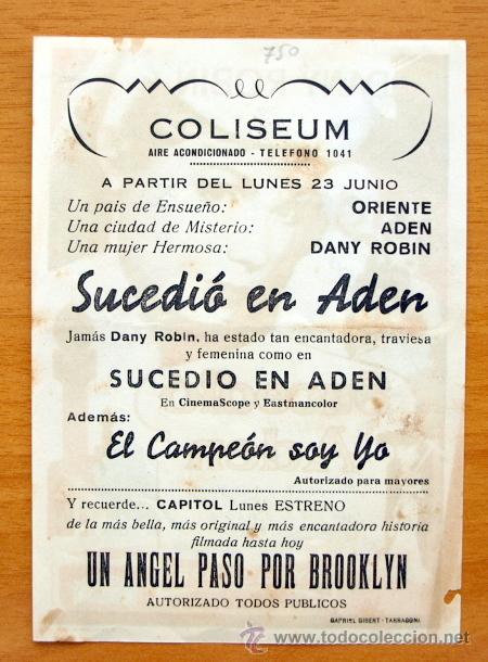 Cine: Sucedi&oacute; en Aden - Dany Robin, - Con publicidad - Arajol - Foto 2