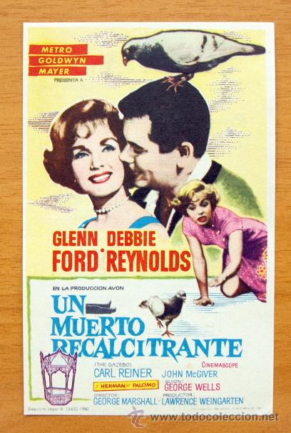  Foglietti di film di film antichi di cinema: Un muerto recalcitrante - Glenn Ford, Debbie Reynolds - Con publicidad