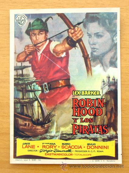 Cine: Robin Hood y los Piratas - Jakie Lane, Lex Barker - Publicidad Cine Moderno