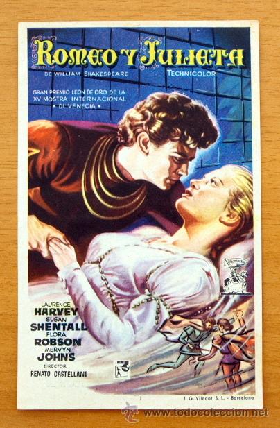 Cine: Romeo y Julieta - Laurence Harvey, Susan Shentall - con publicidad