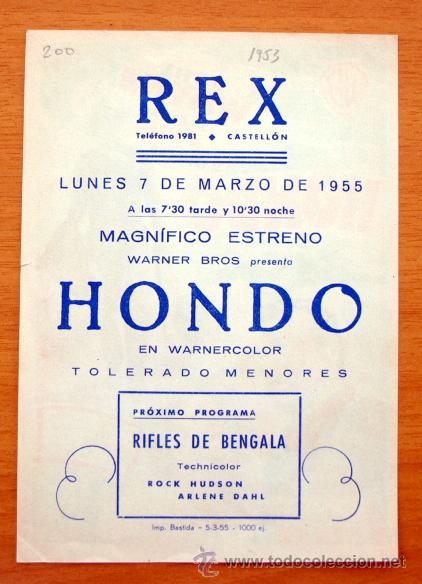 Cine: Hondo - John Wayne, Geraldine Page - con publicidad - Foto 2