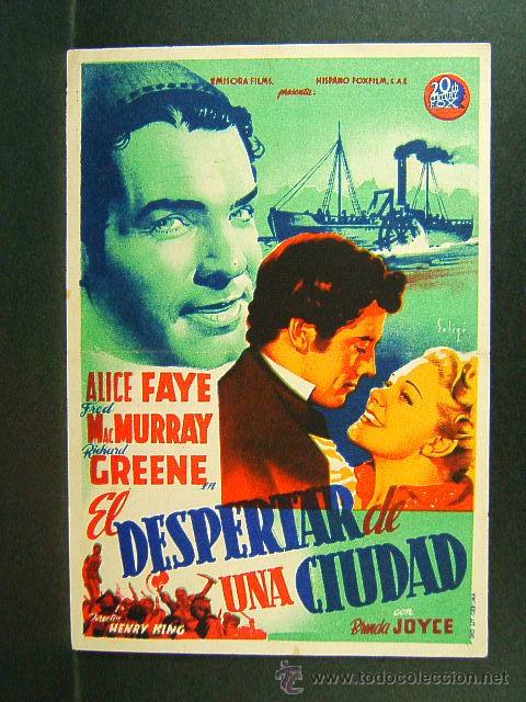 Cine: CINE VICTORIA-SAN FELIU DE GUIXOLS-EL DESPERTAR DE UNA CIUDAD-HENRY KING-ALICE FAYE-SOLIGO-1947.